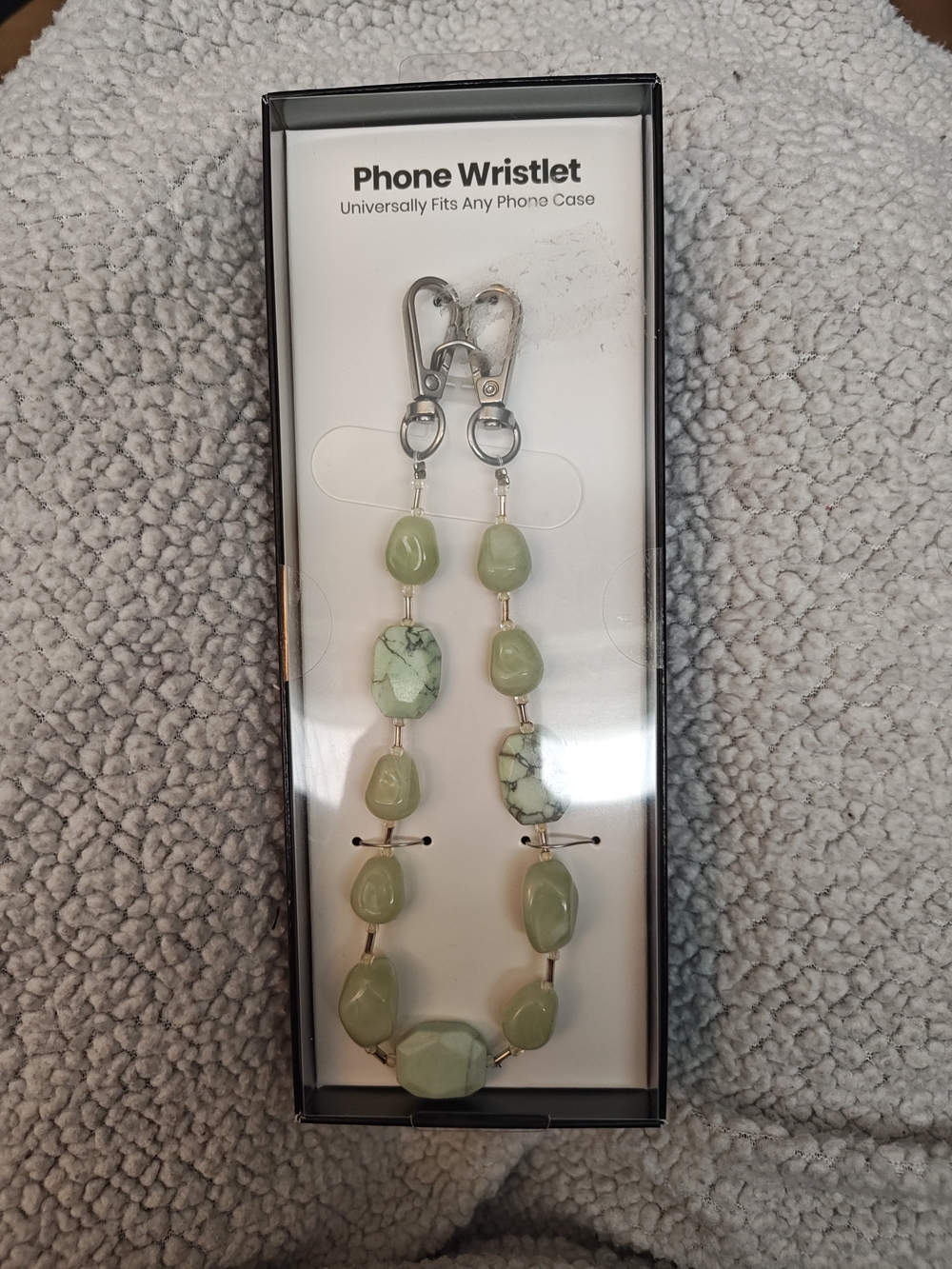 Green Stone Beaded Phone Wristlet